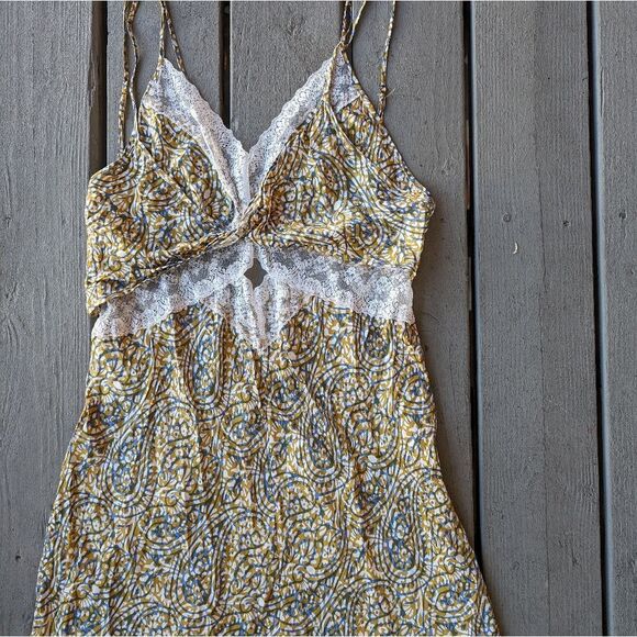 Anthropologie Paisley Lace Open Back Midi Slip Dress - Women's L Boho Elegance - Picture 8 of 11